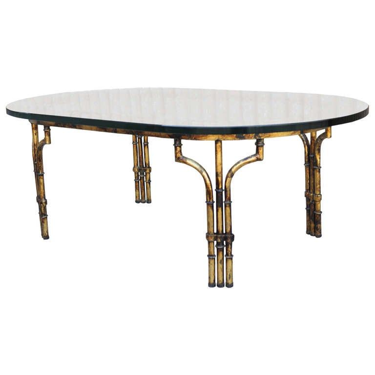 2019 Antique Gold Aluminum Coffee Tables Within Hollywood Regency Antiqued Gold Gilt Metal Faux Bamboo (Gallery 13 of 20)