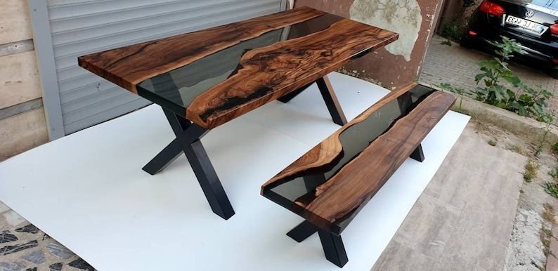2019 Smoke Gray Wood Coffee Tables Intended For Epoxy And Wood Table Set Smoke Grey Resin Table Walnut (Gallery 19 of 20)