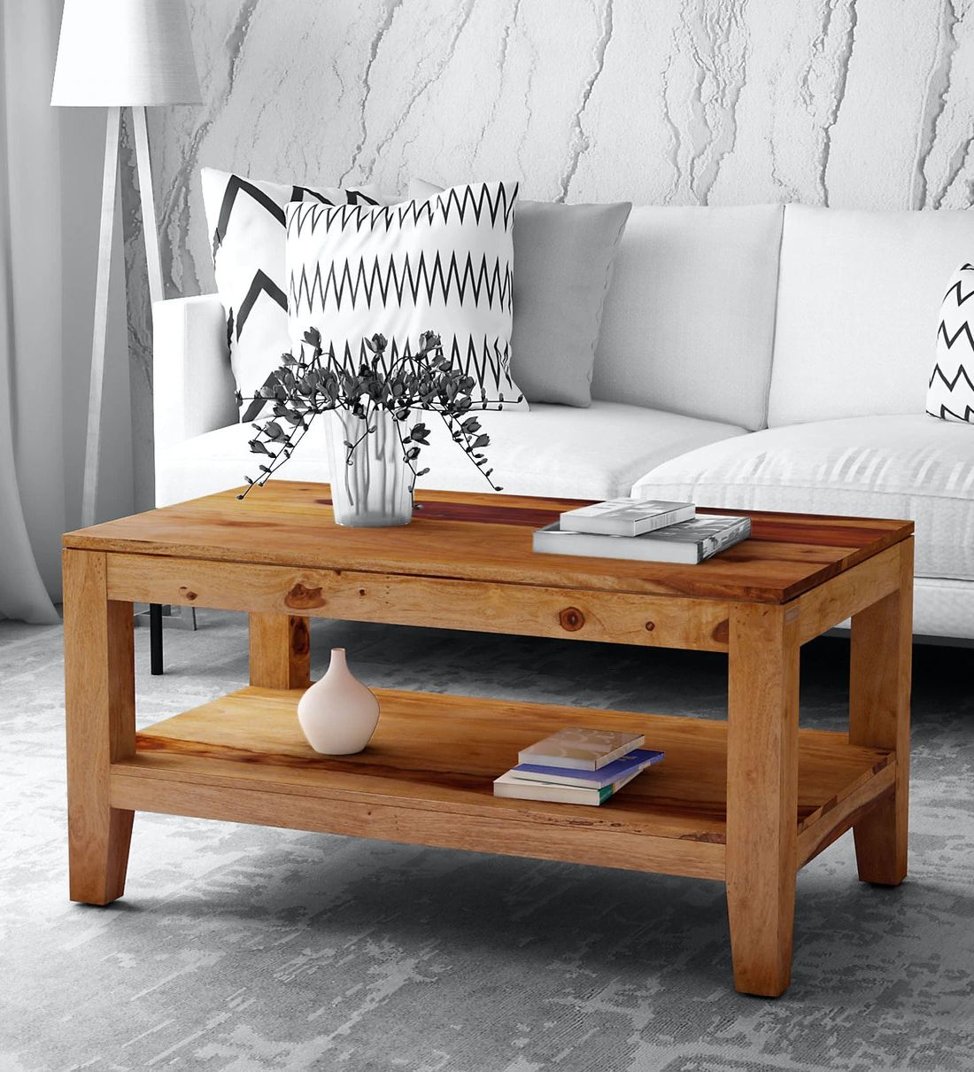 2019 Wood Coffee Tables With Buy Anitz Solid Wood Coffee Table In Warm Walnut Finish (View 4 of 20)