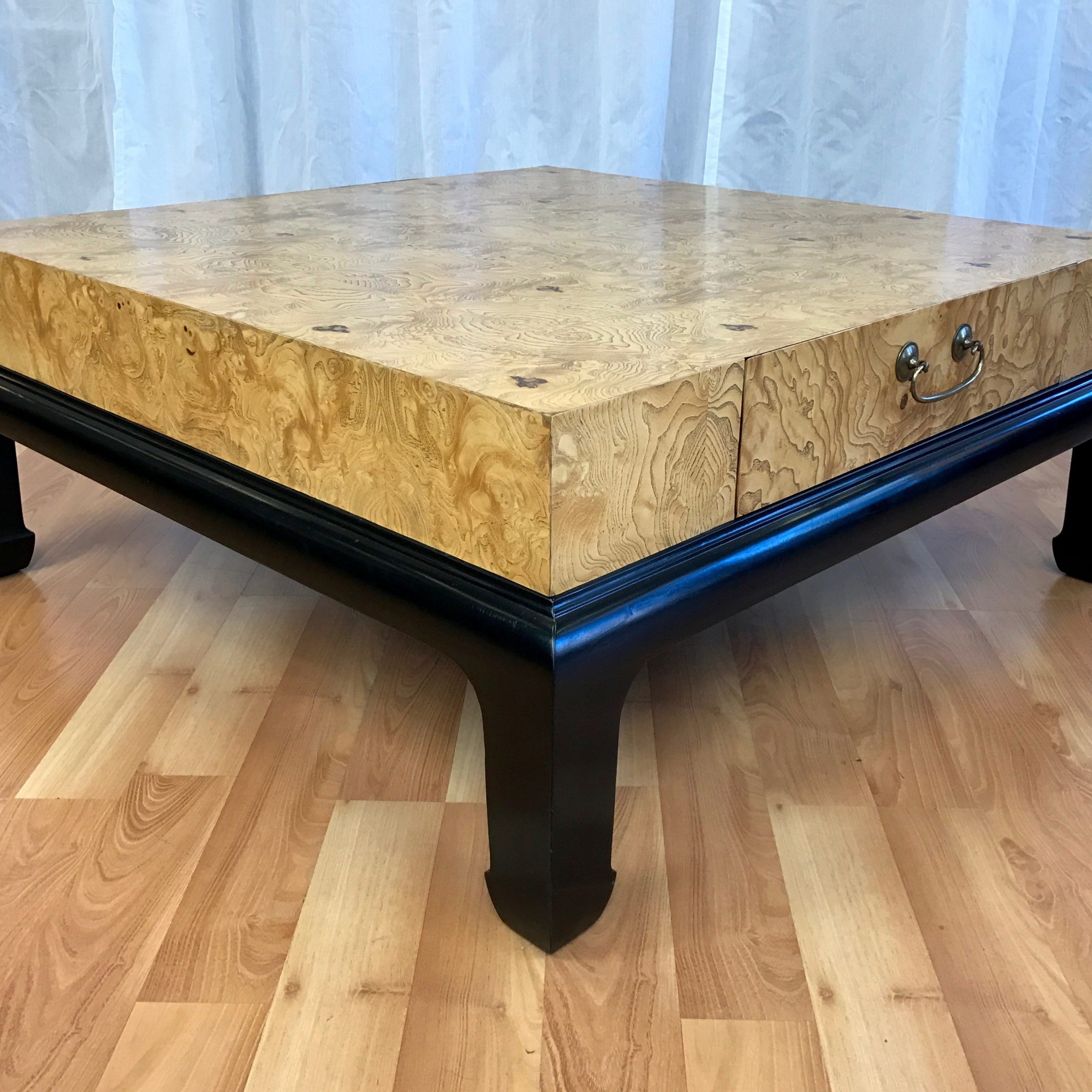 2019 Wood Veneer Coffee Tables With Large Burl Wood Coffee Table With Drawers Attributed To (View 9 of 20)
