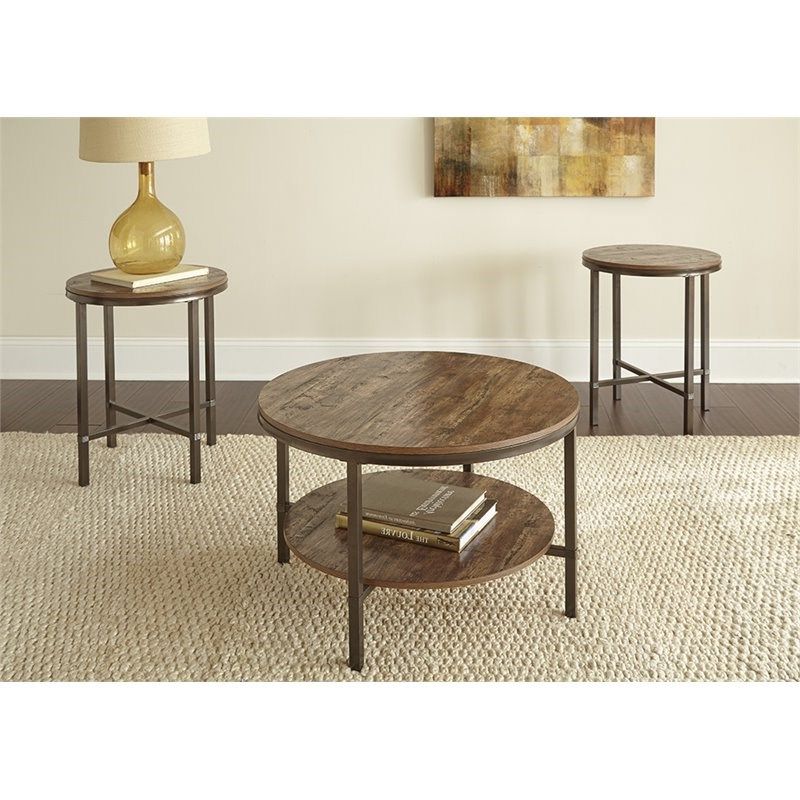 2020 2 Piece Round Coffee Tables Set In Steve Silver Sedona 3 Piece Round Wood And Metal Coffee (View 3 of 20)