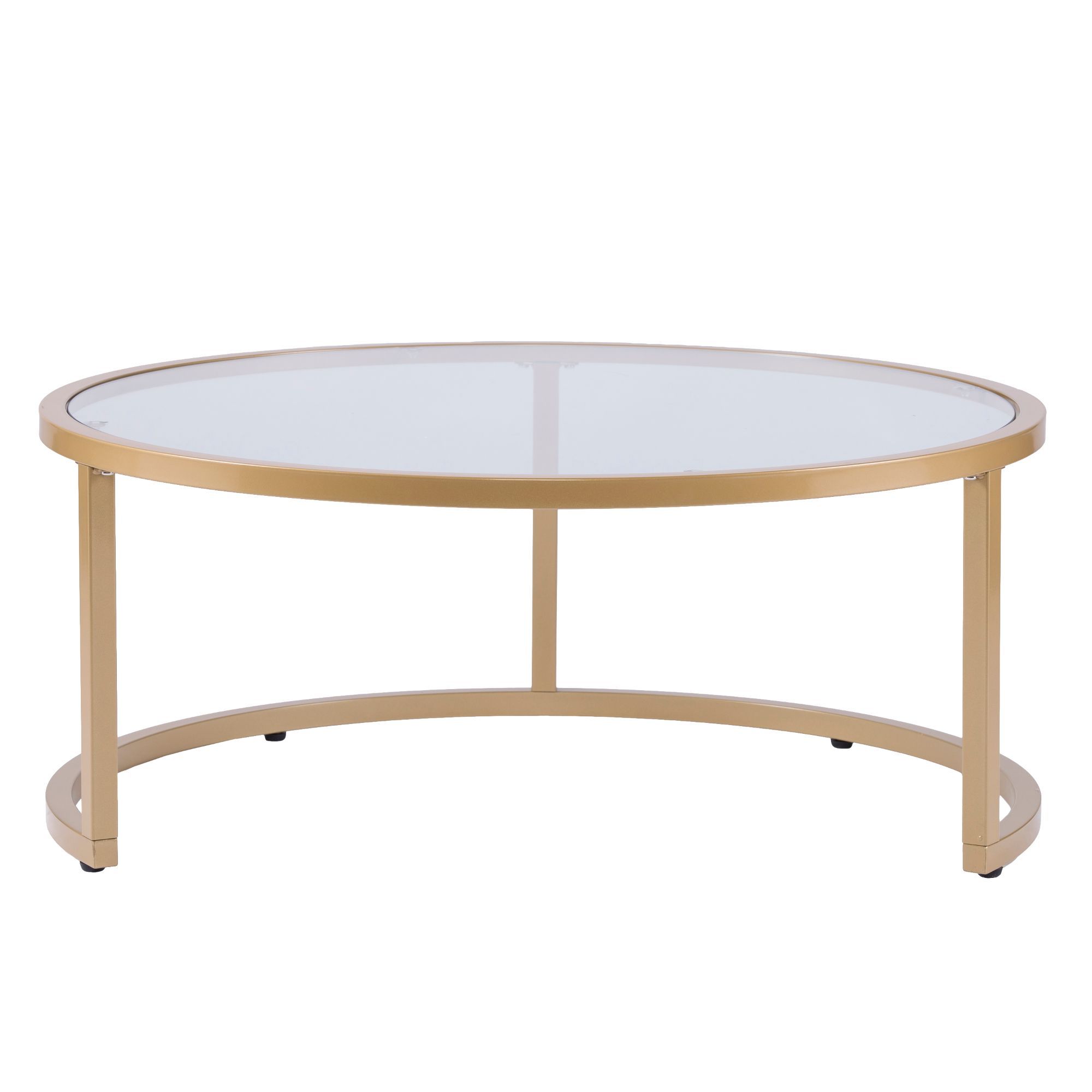 2020 2 Piece Round Coffee Tables Set Throughout 2pc Gold And Clear Contemporary Round Nesting Tempered (Gallery 19 of 20)