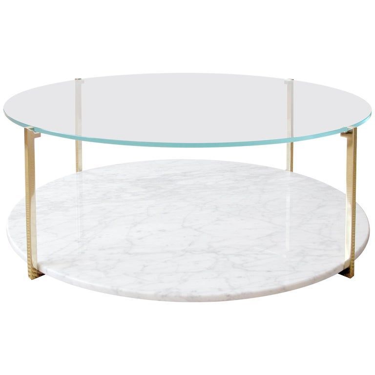 2020 Antique Brass Round Cocktail Tables Within Arturo Round Or Oval Polished Brass And Marble Cocktail (View 7 of 20)