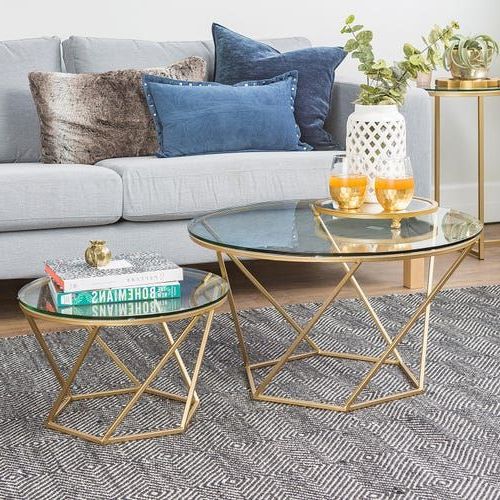 2020 Antique Gold Nesting Coffee Tables Intended For Geometric Gold Glass Nesting Coffee Tables (View 15 of 20)