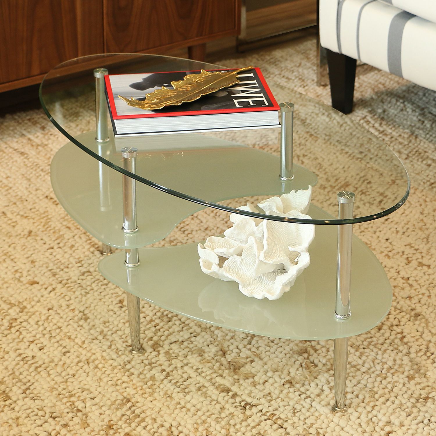 2020 Glass And Gold Oval Coffee Tables With Oval Glass Coffee Table With Chrome Legs – Pier1 Imports (Gallery 6 of 20)
