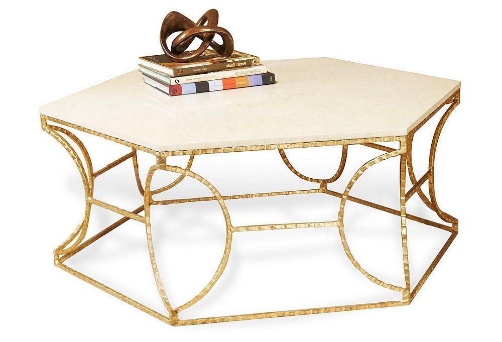 2020 Gold Cocktail Tables Intended For Hex Marble Cocktail Table, Gold/cream (View 11 of 20)