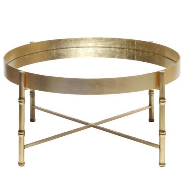 2020 Leaf Round Coffee Tables Pertaining To Round Tray Coffee Table With Bamboo Base In Nickle Or Gold (View 7 of 20)