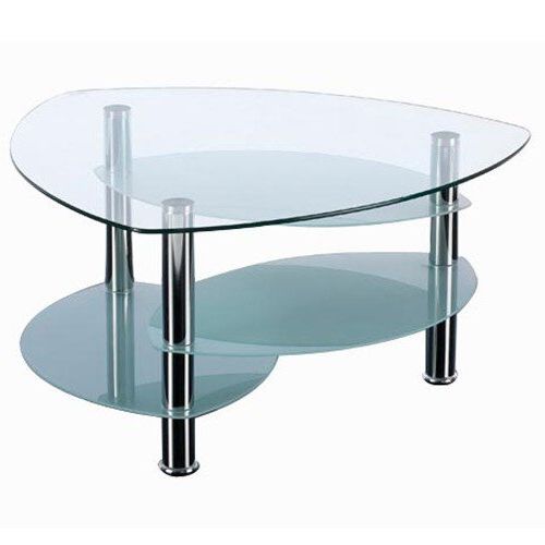 2020 Triangular Coffee Tables Within Triangular Clear Glass & Chrome Coffee Table – Huntoffice (View 15 of 20)