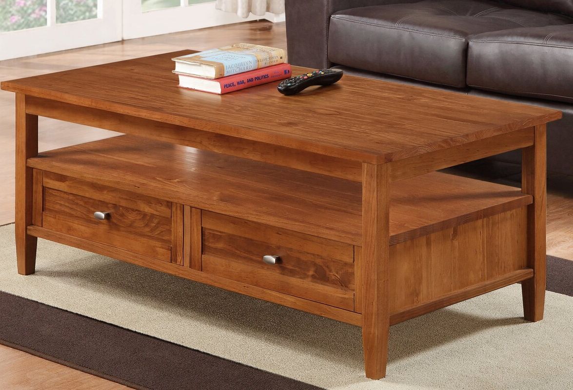 2020 Warm Pecan Coffee Tables Within Simpli Home Warm Shaker Coffee Table & Reviews (View 4 of 20)