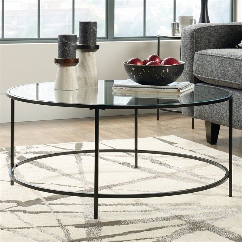 3 Piece Glass Top Coffee Table Set In Black – 2132858 Pkg Regarding 2020 Glass And Pewter Coffee Tables (View 2 of 20)