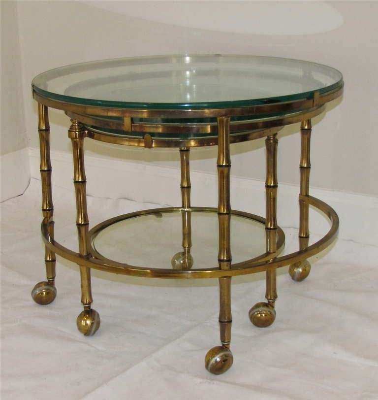 3 Tier Swivel Extending Faux Brass Bamboo Cocktail Table Regarding Most Up To Date 3 Tier Coffee Tables (Gallery 19 of 20)