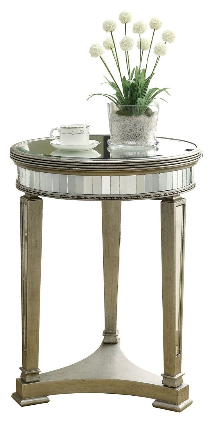 3705 Brushed Silver / Mirrored Accent Table From Monarch Regarding Favorite Mirrored And Silver Cocktail Tables (View 11 of 20)