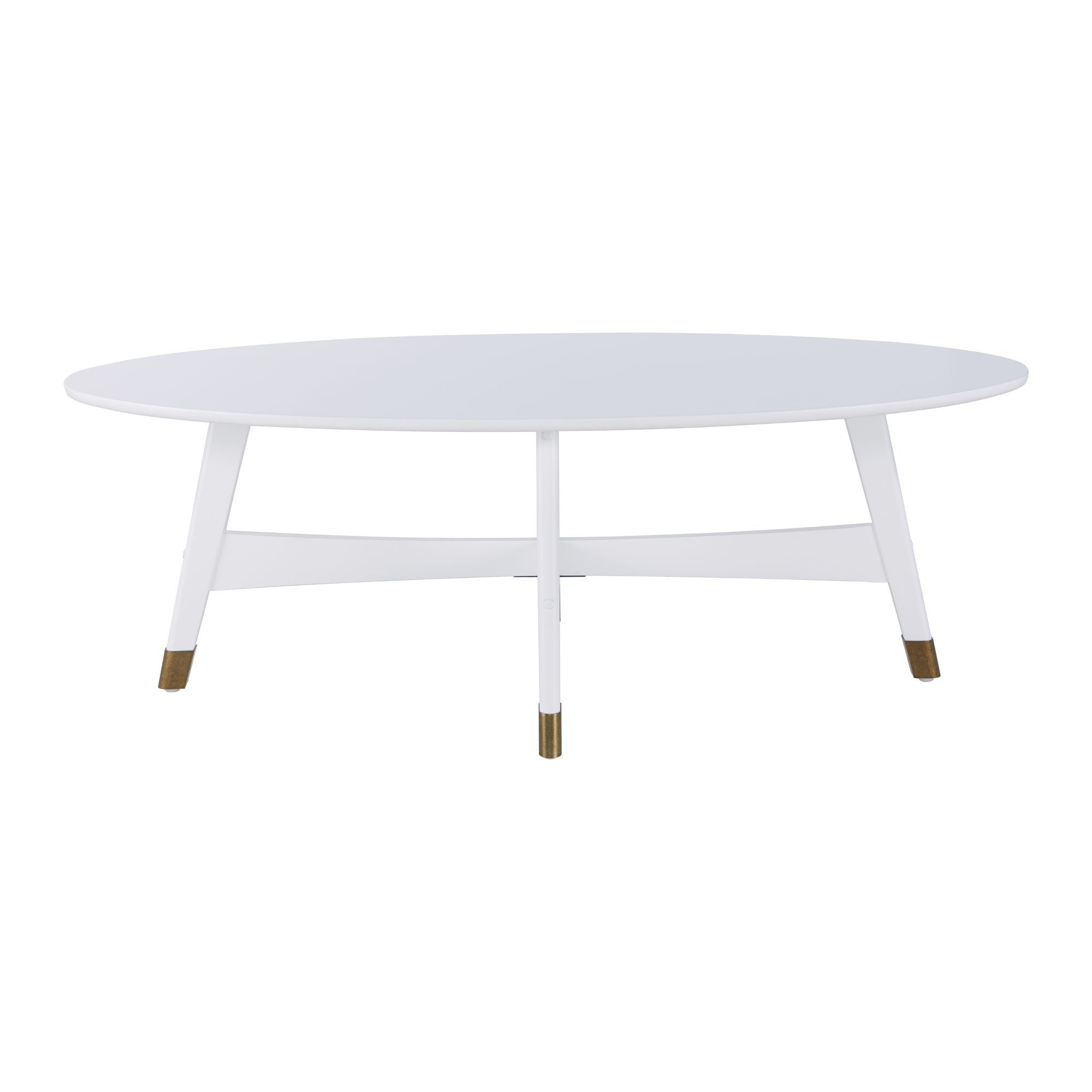 52" White And Gold Solid Oval Cocktail Table With Metal With Famous Gold Cocktail Tables (View 9 of 20)