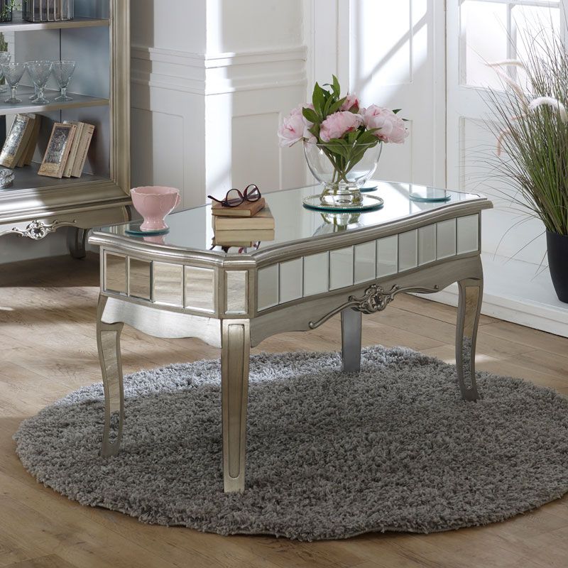 Antique Silver Mirrored Coffee Table – Tiffany Range With Most Popular Silver And Acrylic Coffee Tables (Gallery 14 of 20)