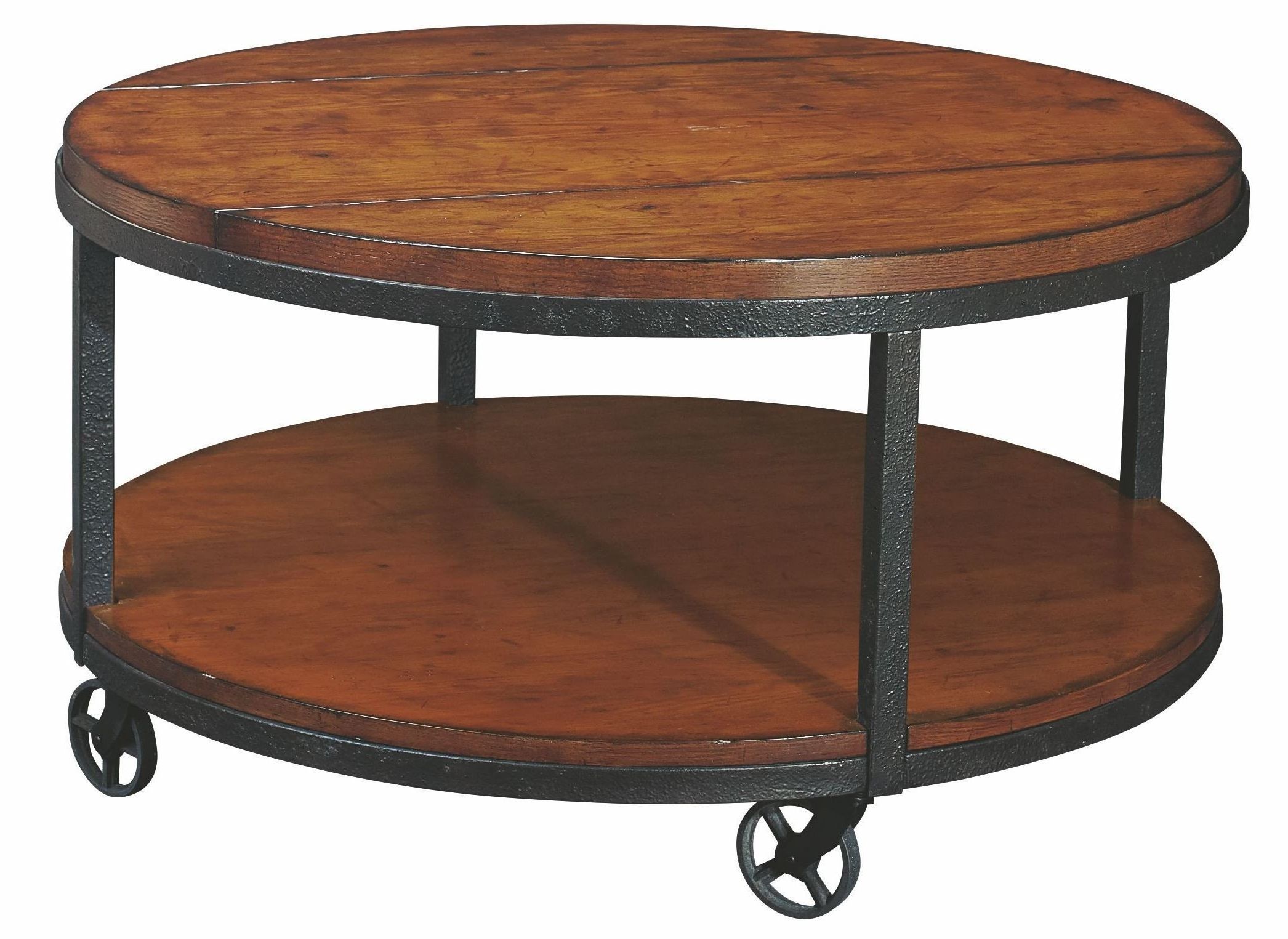 Baja Vintage Umber Round Cocktail Table – 1stopbedrooms. Throughout Fashionable Barnside Round Cocktail Tables (Gallery 8 of 20)