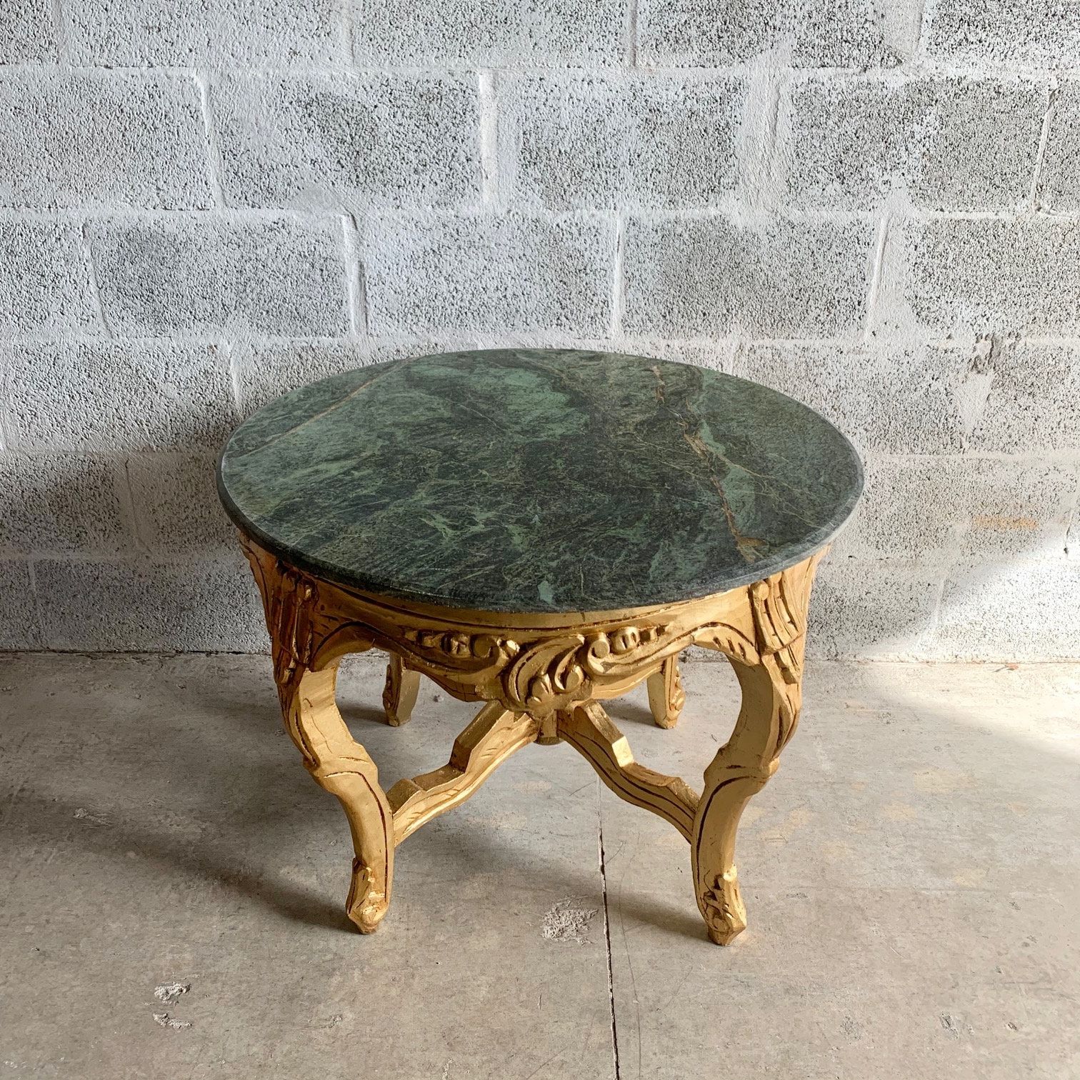 Baroque Coffee Table Green Marble Round Table French Table Throughout Best And Newest Antique Blue Gold Coffee Tables (Gallery 19 of 20)