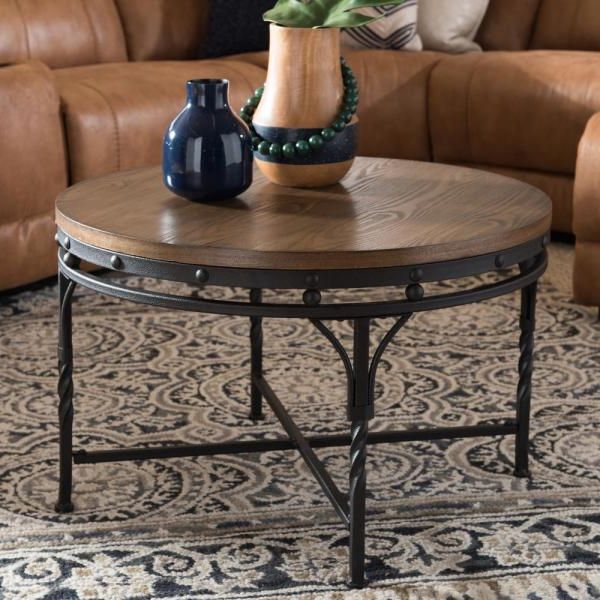 Baxton Studio Austin Medium Brown Wood Finished Coffee Within Most Recently Released Brown Wood And Steel Plate Coffee Tables (View 14 of 20)