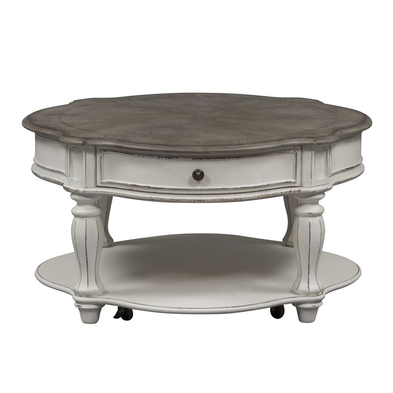 Beaumont Lane Round Cocktail Table In White Oak – Walmart Intended For Widely Used Round Cocktail Tables (View 9 of 20)