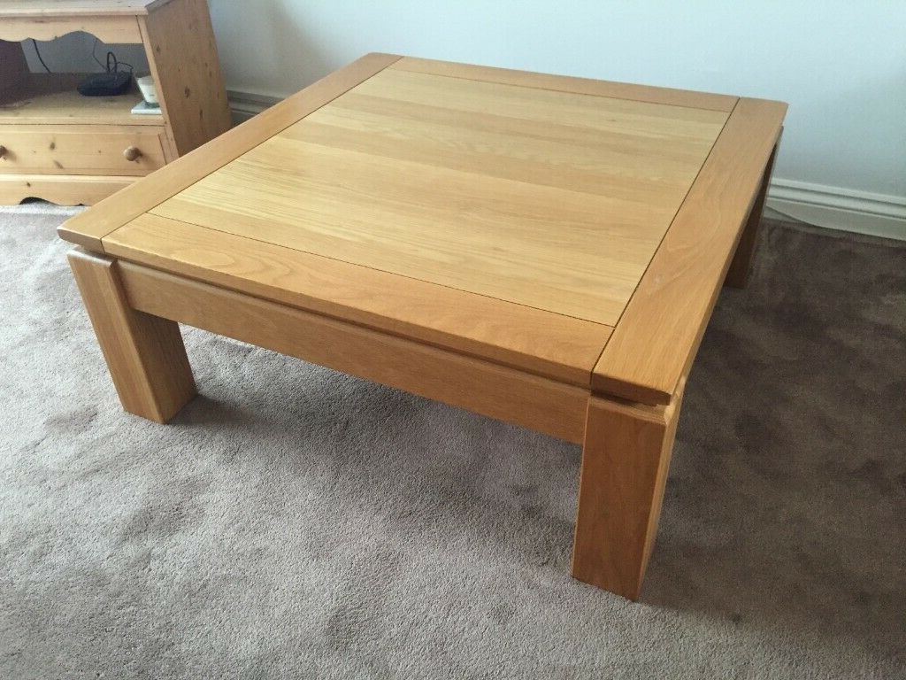Beautiful 1m Square Solid Oak Coffee Table (View 7 of 20)