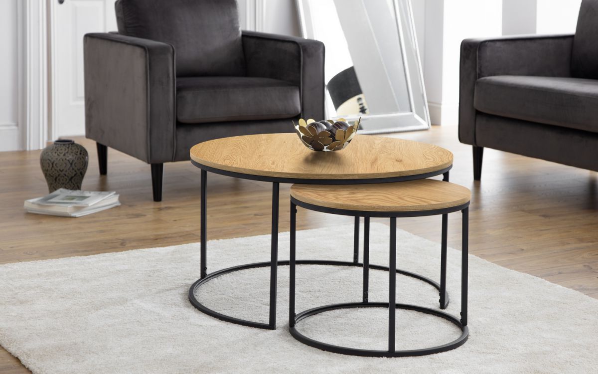 Featured Photo of Top 20 of Metal Legs and Oak Top Round Coffee Tables