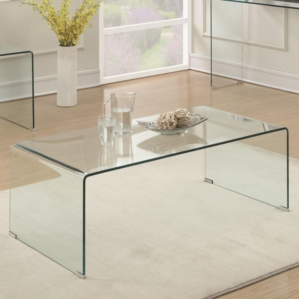 Benzara Contemporary Style Minimal Clear Glass Coffee Intended For Fashionable Glass And Pewter Coffee Tables (View 17 of 20)