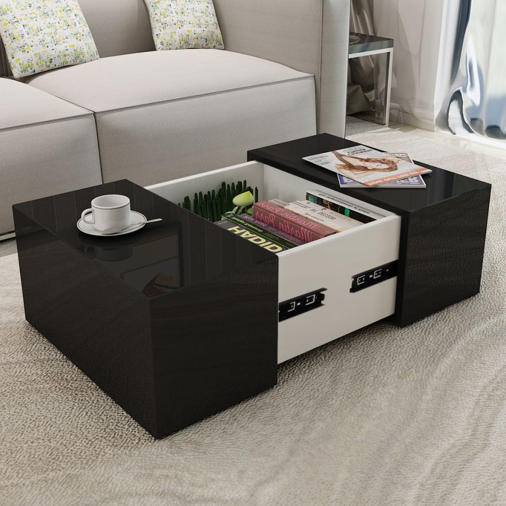 Best And Newest Aged Black Coffee Tables Throughout Black Coffee Table High Gloss Black – Lovdock (View 6 of 20)