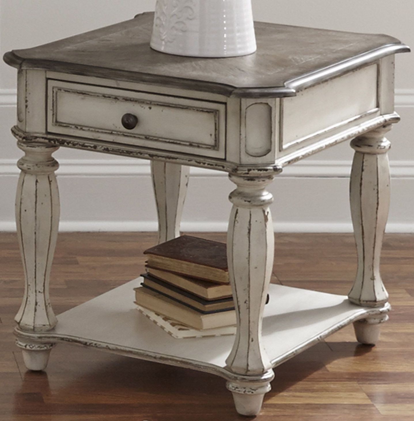 Best And Newest Antique White Black Coffee Tables In Magnolia Manor Antique White End Table From Liberty (View 11 of 20)