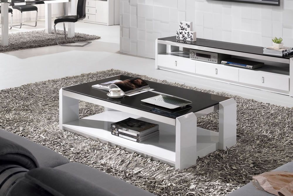 Best And Newest Black And White Coffee Tables Inside White High Gloss Coffee Table With Storage Ideas (View 15 of 20)