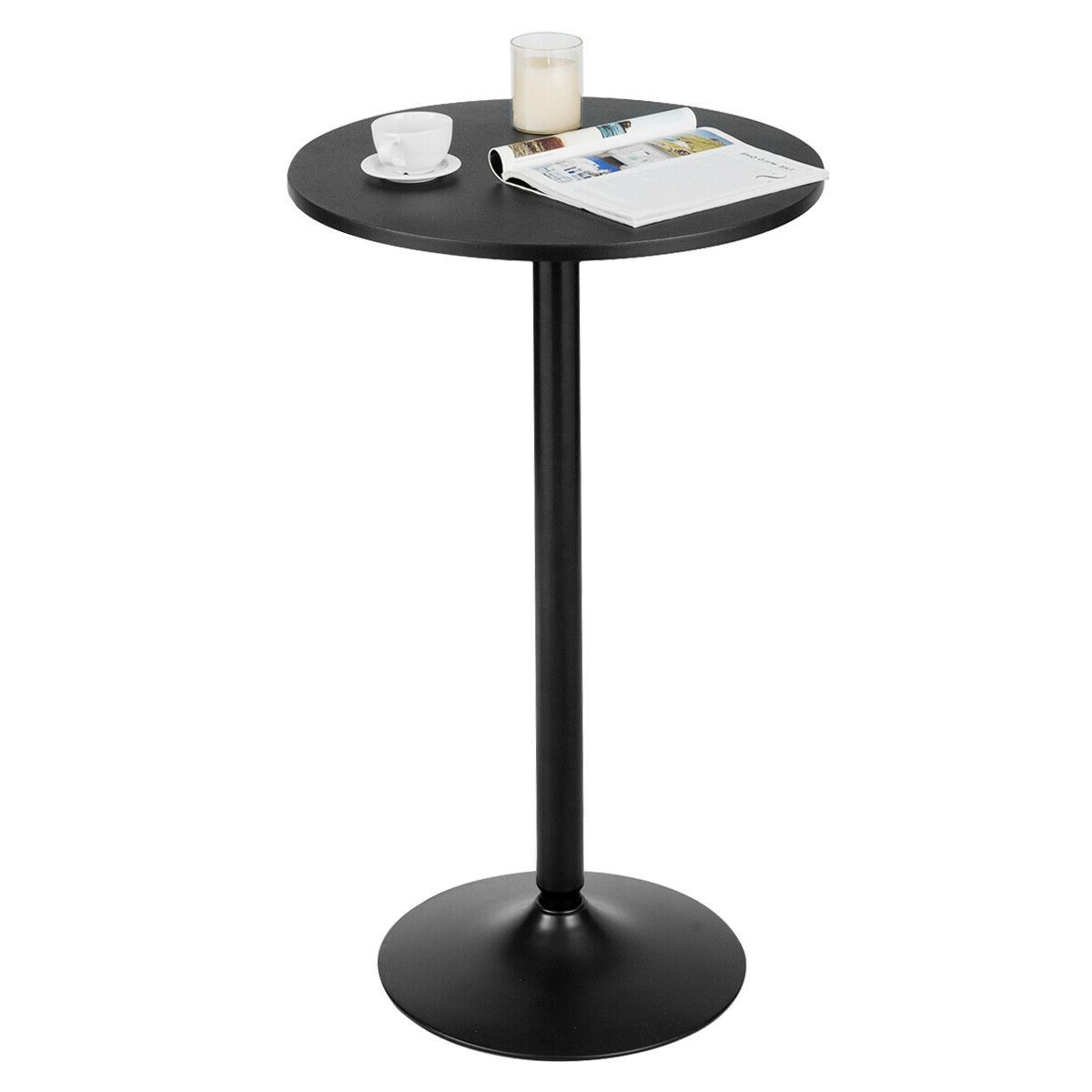 Best And Newest Black Metal Cocktail Tables For Gymax 24" Round Pub Table Bistro Bar Height Cocktail Table (Gallery 11 of 20)