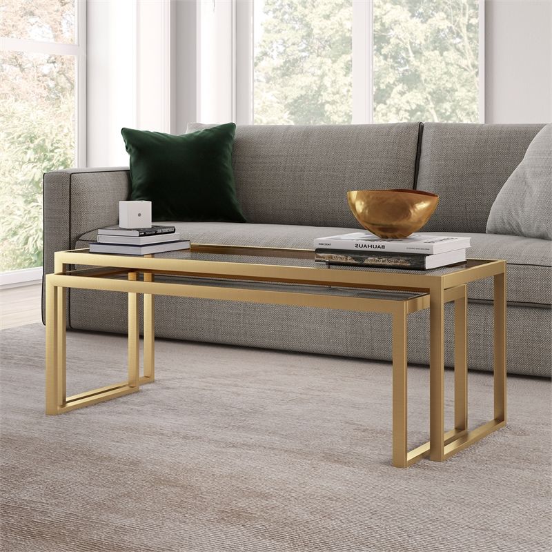 Best And Newest Geometric Glass Modern Coffee Tables Pertaining To Evelyn&zoe Contemporary Nesting Coffee Table Set With (View 12 of 20)