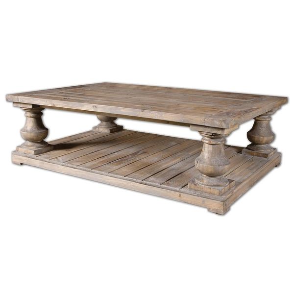 Best And Newest Gray Driftwood And Metal Coffee Tables For Shop 60" Carlough Rustic Stone Gray Salvaged Fir Wood (View 4 of 20)