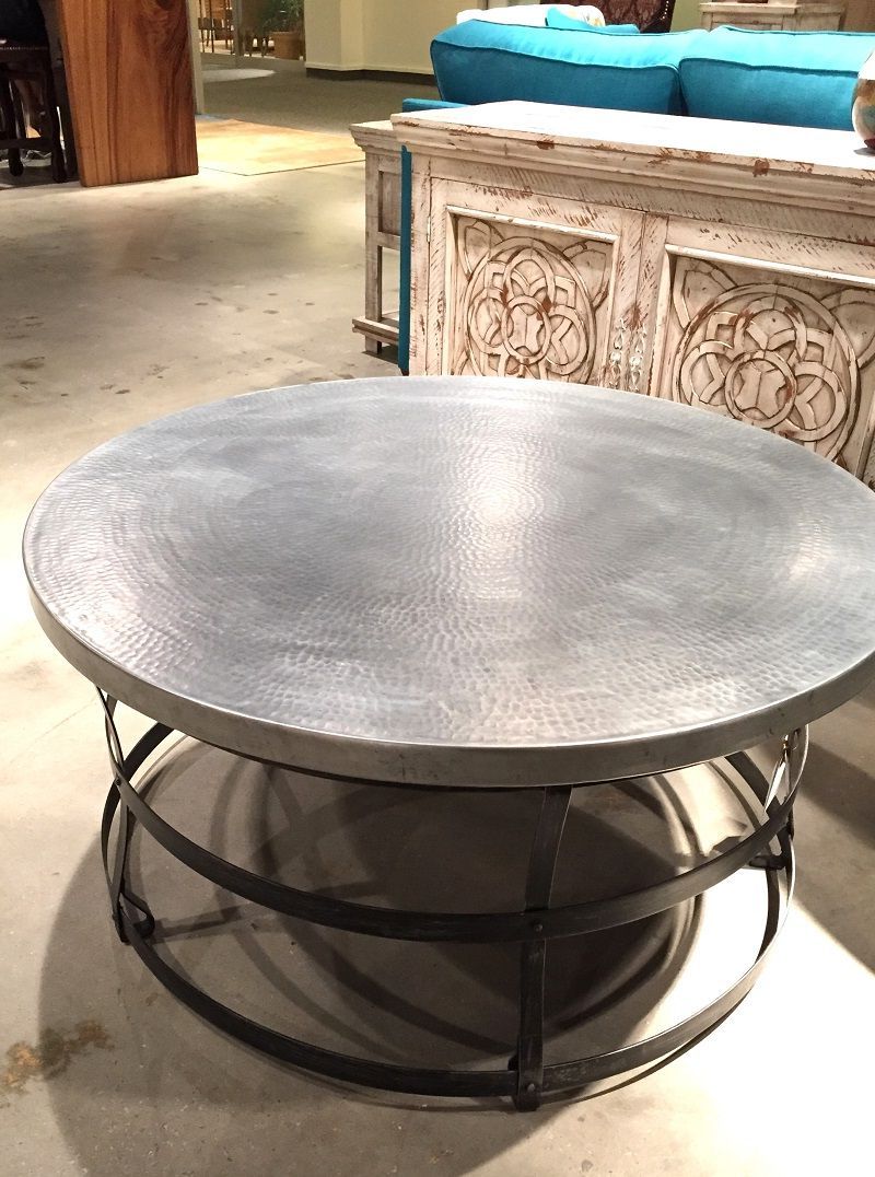 Best And Newest Hammered Antique Brass Modern Cocktail Tables With Hammered Zinc Metal Coffee Table, Round Coffee Table (Gallery 3 of 20)
