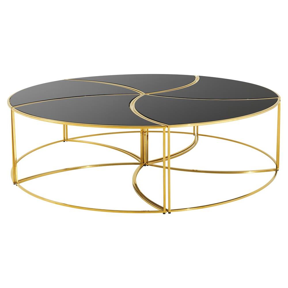 Black And Gold Glass Coffee Table / Low Modern Table Intended For Trendy Black And Gold Coffee Tables (Gallery 1 of 20)