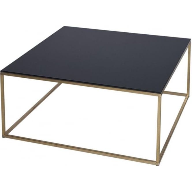 Black Glass And Gold Metal Contemporary Square Coffee For Current Square Black And Brushed Gold Coffee Tables (View 18 of 20)