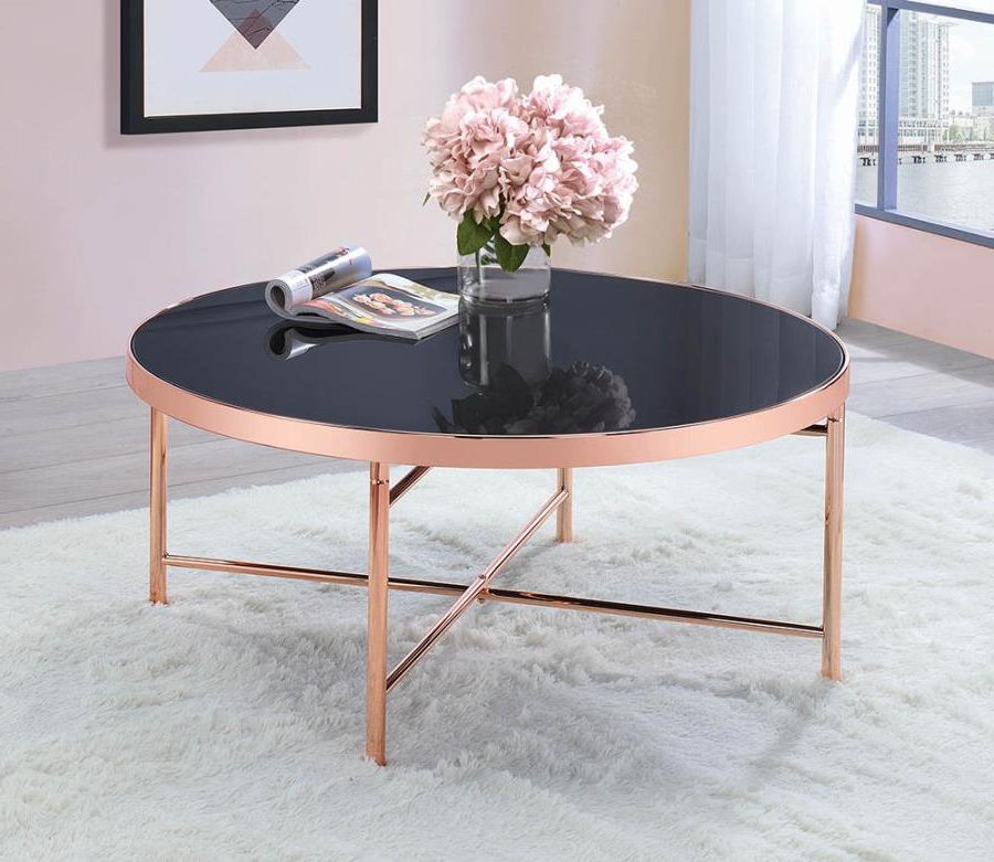 Black Tempered Glass Round Table Top Coffee Table Regarding Most Popular Black Round Glass Top Cocktail Tables (Gallery 2 of 20)
