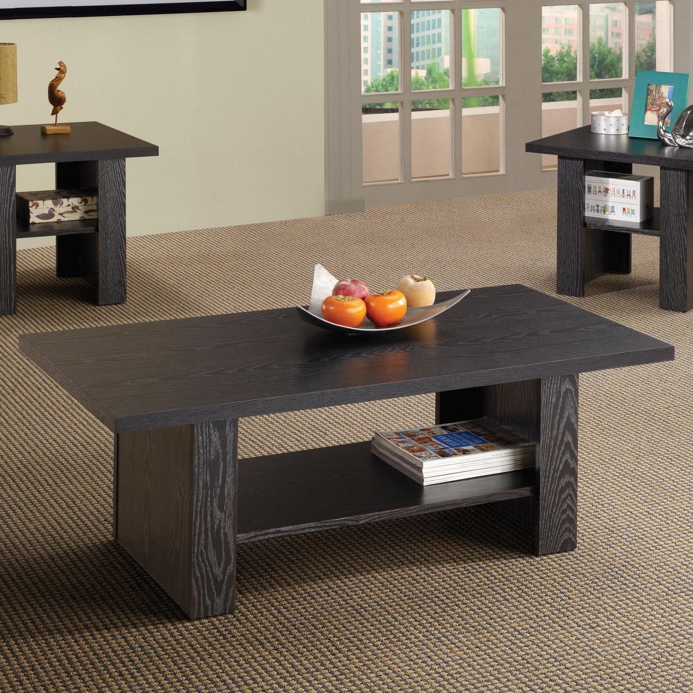 Black Wood Coffee Table Set – Steal A Sofa Furniture Throughout Current Black And Oak Brown Coffee Tables (View 9 of 20)