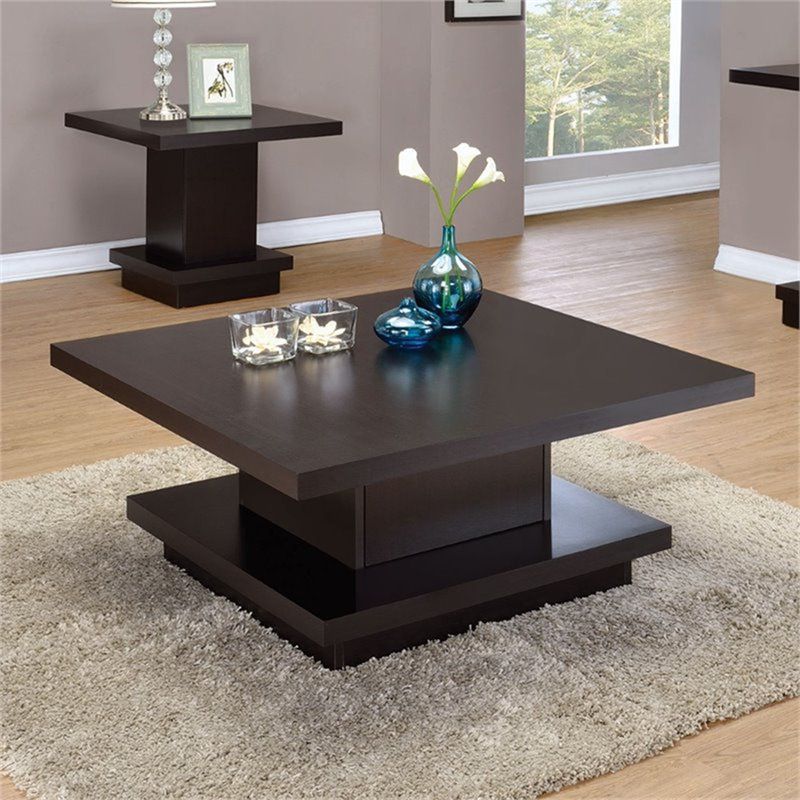 Bowery Hill Square Pedestal Storage Coffee Table In Pertaining To Most Up To Date 1 Shelf Square Coffee Tables (View 9 of 20)