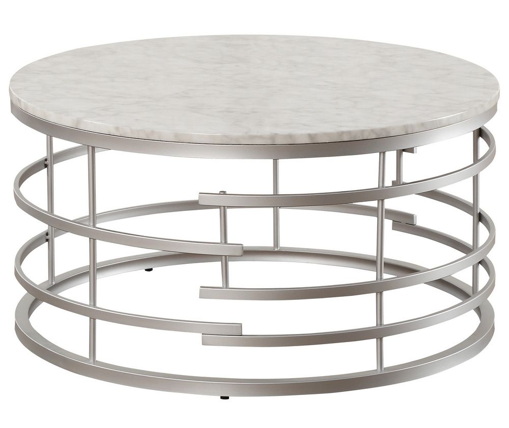 Brassica White Faux Marble/silver Large Cocktail Table In Famous Natural And Black Cocktail Tables (Gallery 7 of 20)