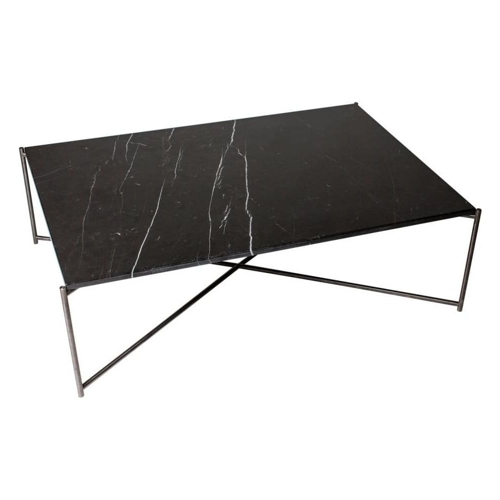 Buy Black Marble Rectangular Table And Gun Metal Base At Pertaining To Best And Newest Black Metal And Marble Coffee Tables (View 9 of 20)