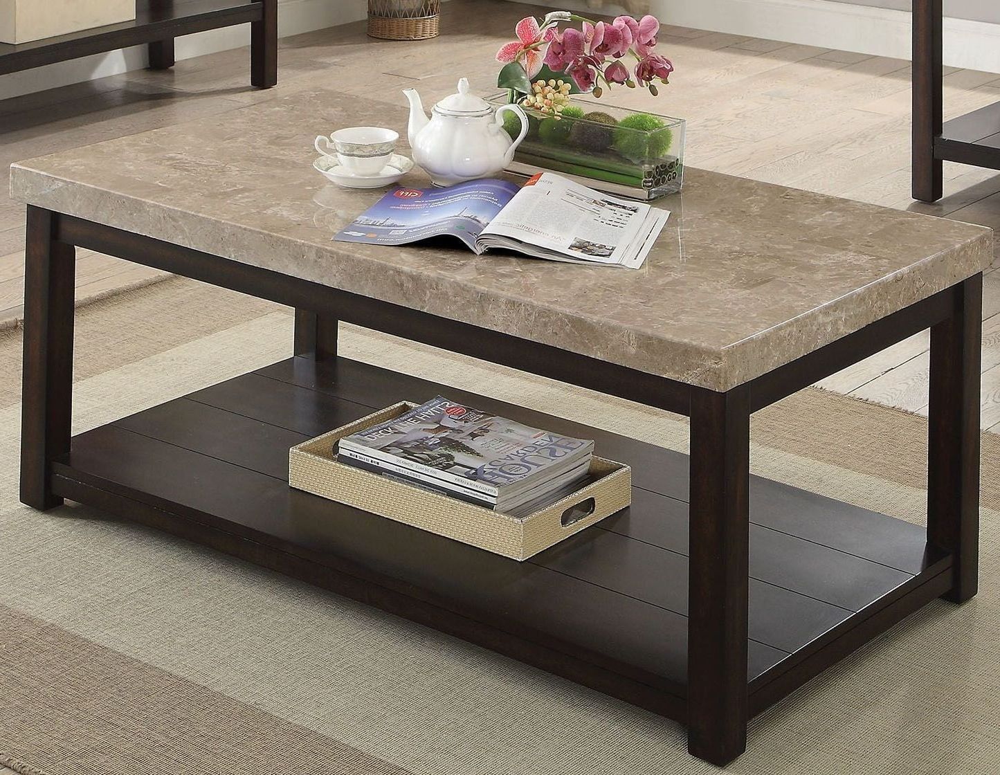 Calgary Dark Walnut Coffee Table From Furniture Of America Pertaining To Best And Newest Walnut Coffee Tables (View 2 of 20)