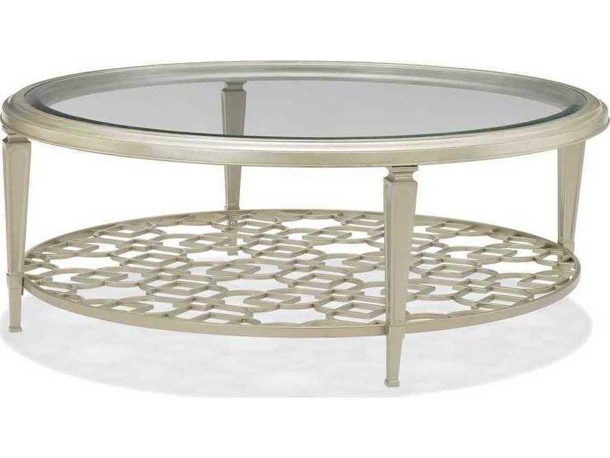 Caracole Classic Clear Tempered Glass / Taupe Silver Leaf Pertaining To Current Leaf Round Coffee Tables (Gallery 19 of 20)