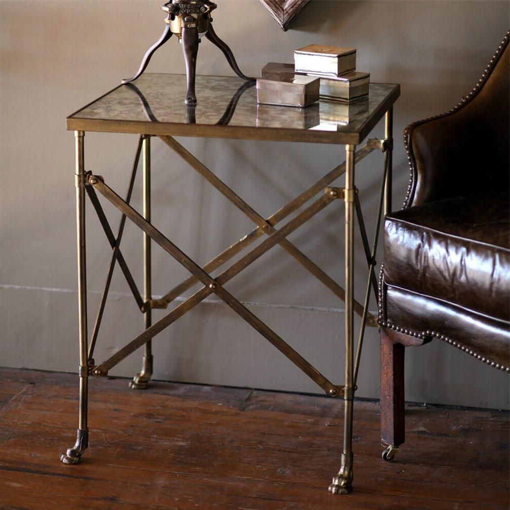 Cassandra Modern Classic Antique Mirror Top Gold Metal Throughout Latest Gold And Mirror Modern Cube End Tables (Gallery 1 of 20)