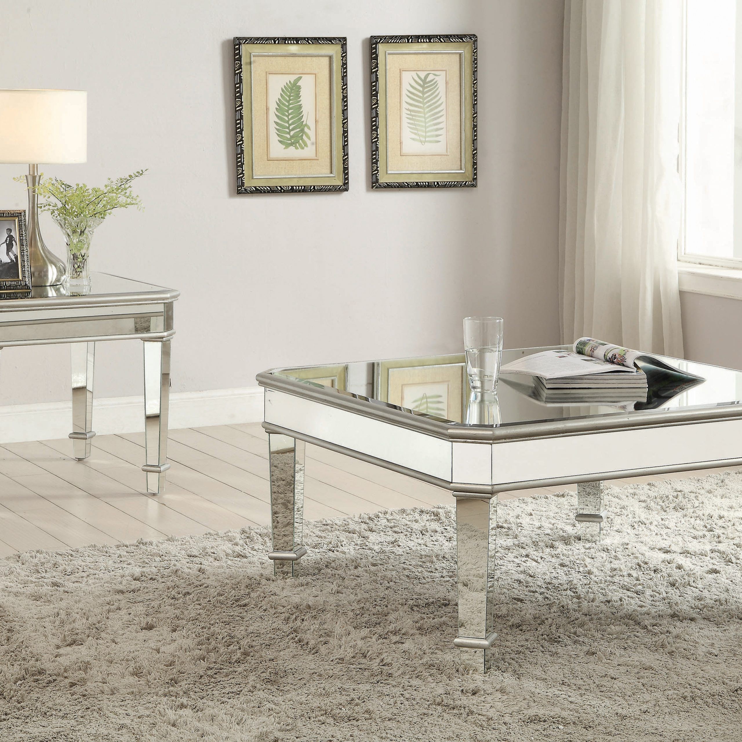 Cassandra Square Beveled Top Coffee Table Silver – Coaster Throughout Most Popular Silver And Acrylic Coffee Tables (Gallery 4 of 20)