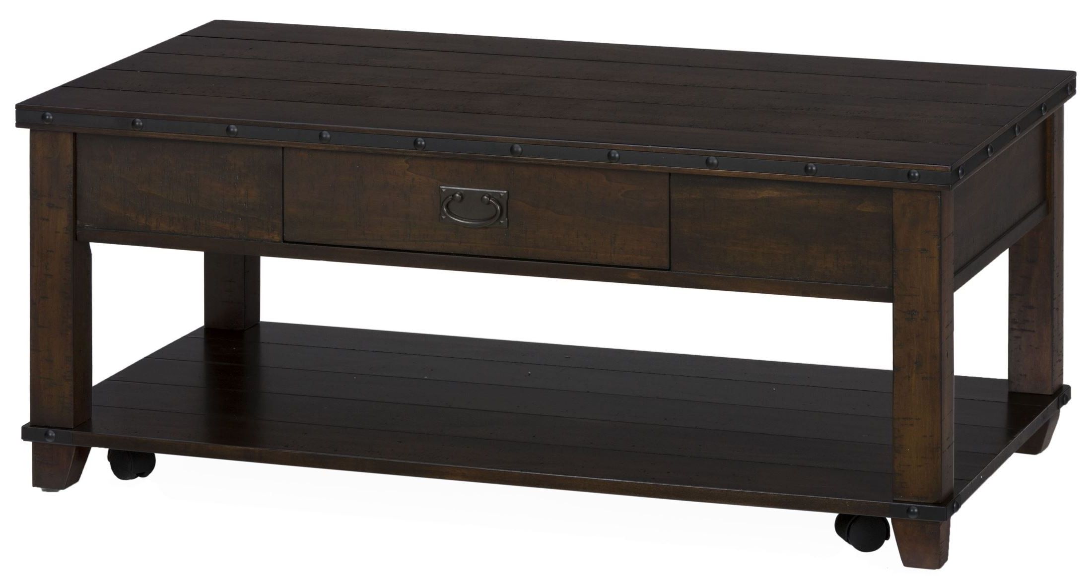 Cassidy Distressed Brown Cocktail Table From Jofran In Trendy Brown Cocktail Tables (Gallery 20 of 20)