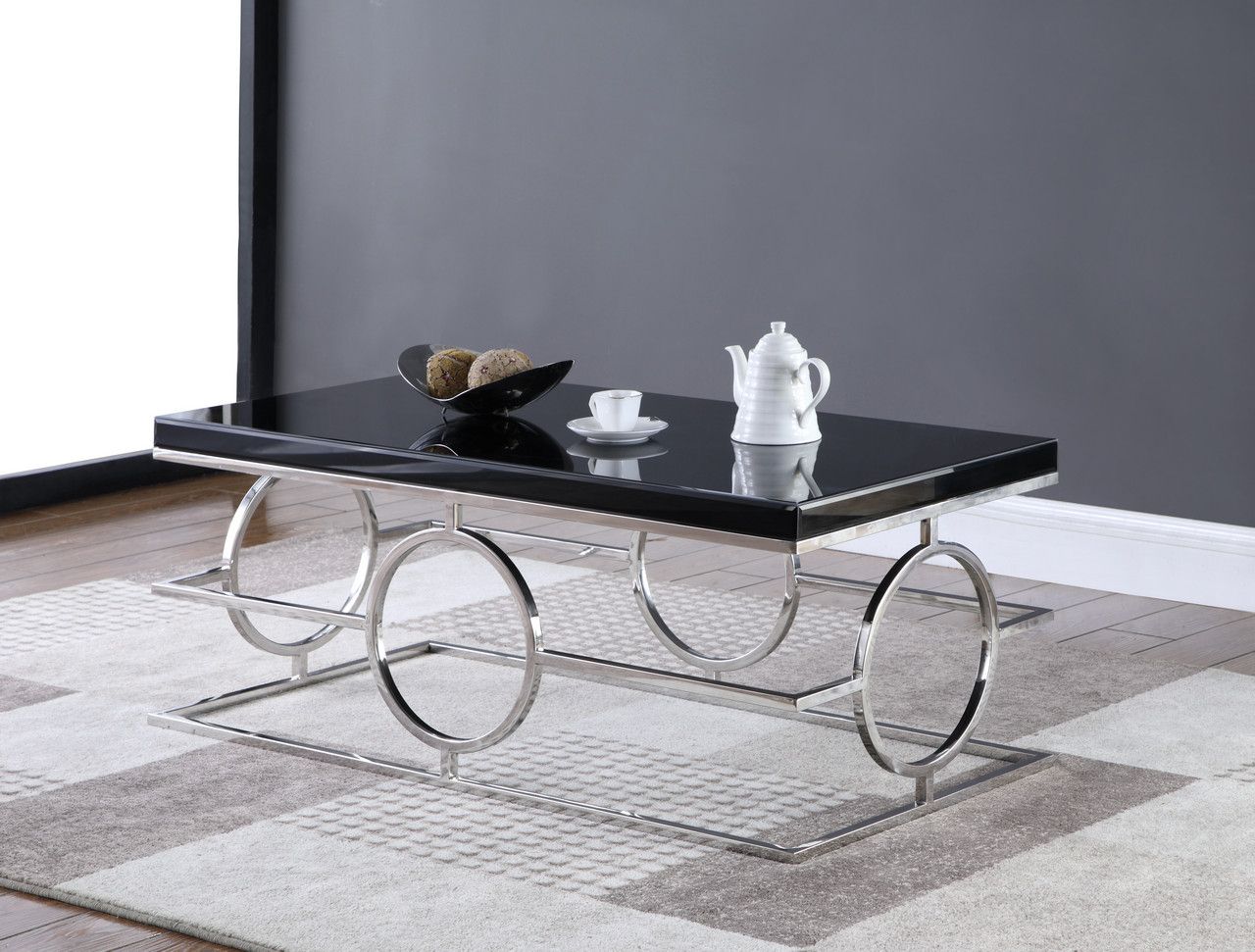 Cesario Modern Black Glass Top Coffee Table W/shaped In Recent Geometric Glass Modern Coffee Tables (View 2 of 20)