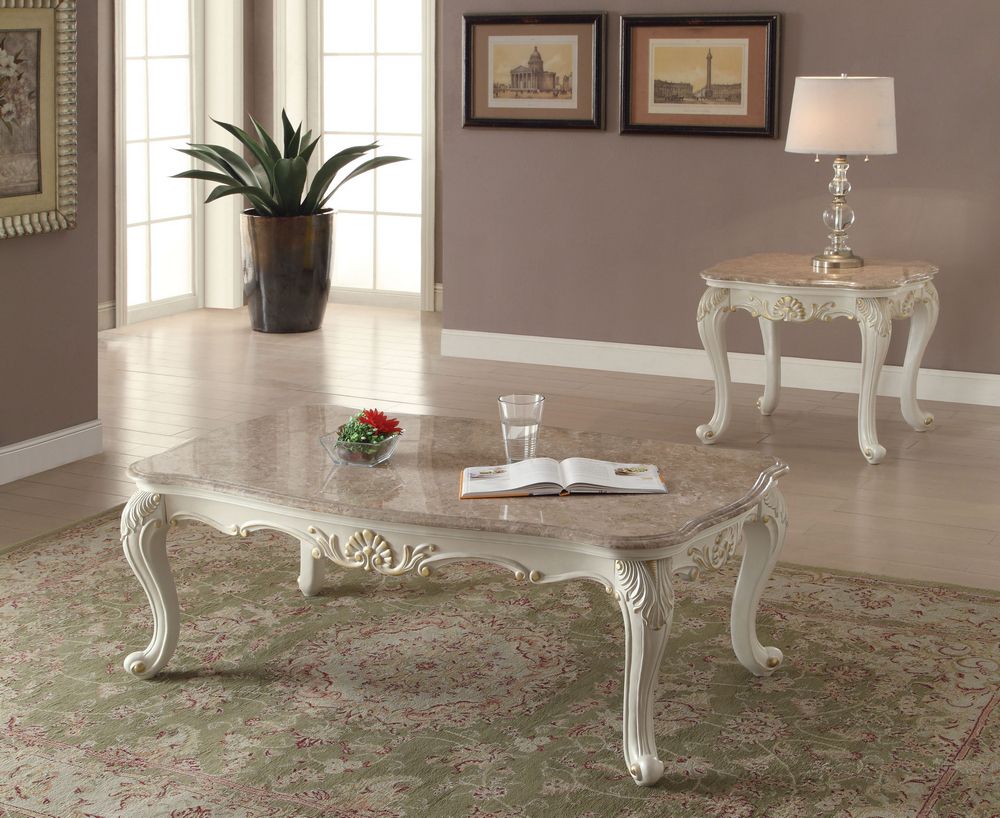 Chantelle Pearl White Rectangular Coffee Table W/ Marble Intended For Fashionable White Triangular Coffee Tables (View 3 of 20)