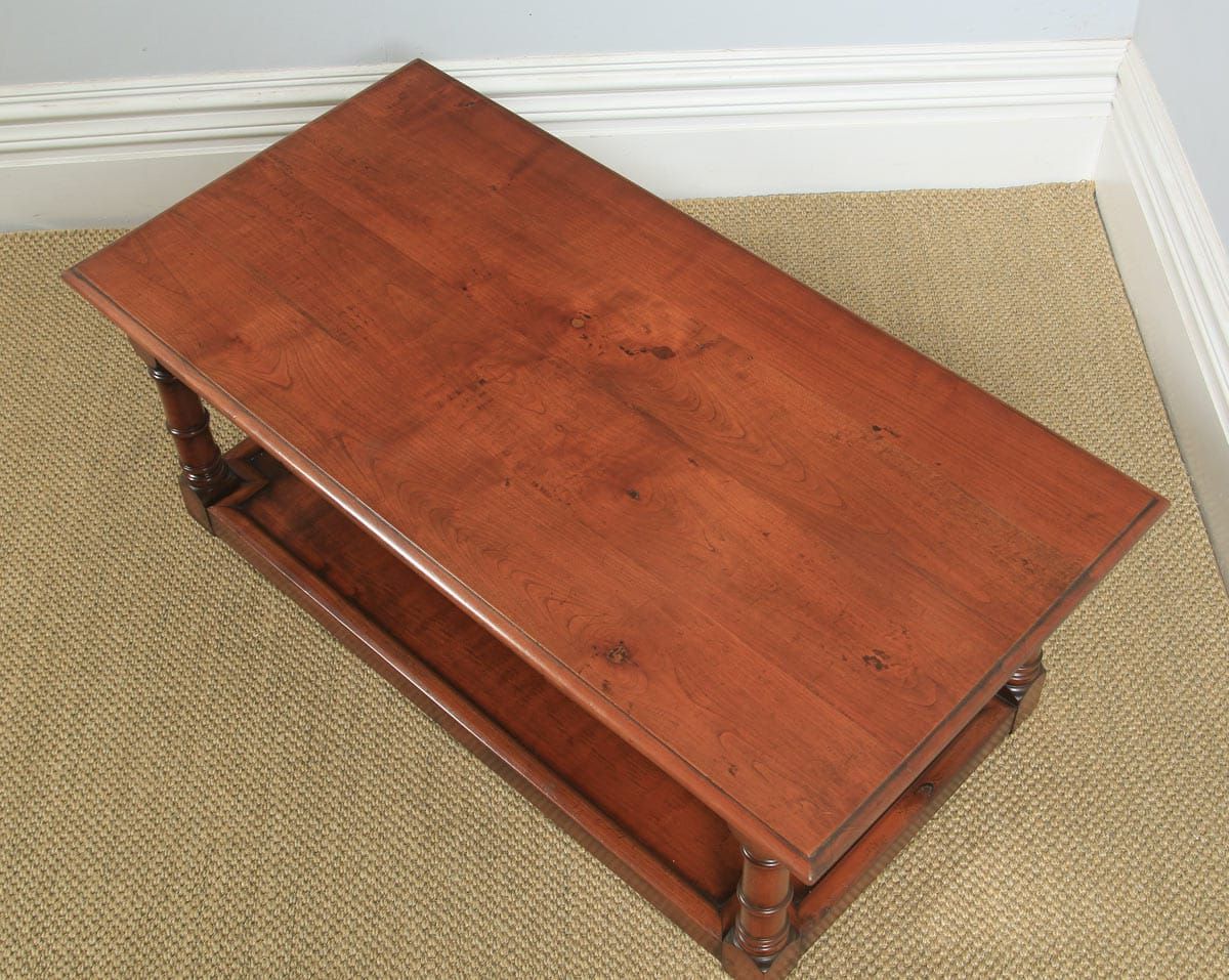 Cherry Wood Coffee Table – English Charles Ii Style – Yola Throughout Most Recently Released Antique Blue Wood And Gold Coffee Tables (View 5 of 20)