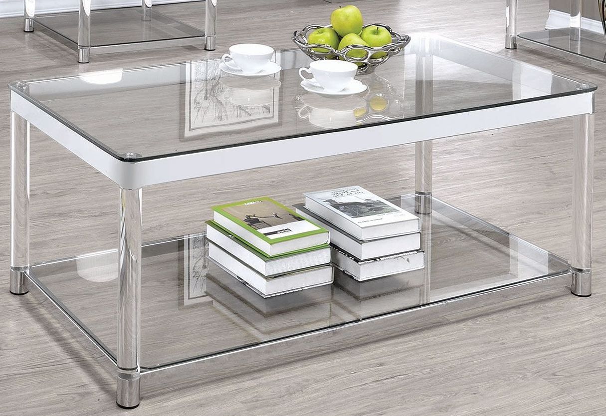Chrome And Clear Acrylic Rectangular Coffee Table, 720748 Inside Fashionable Gold And Clear Acrylic Side Tables (View 6 of 20)
