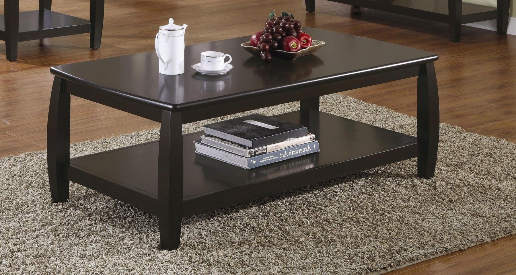Coaster Wood Top Espresso Coffee Table With 1 Shelf In Best And Newest 1 Shelf Coffee Tables (View 5 of 20)
