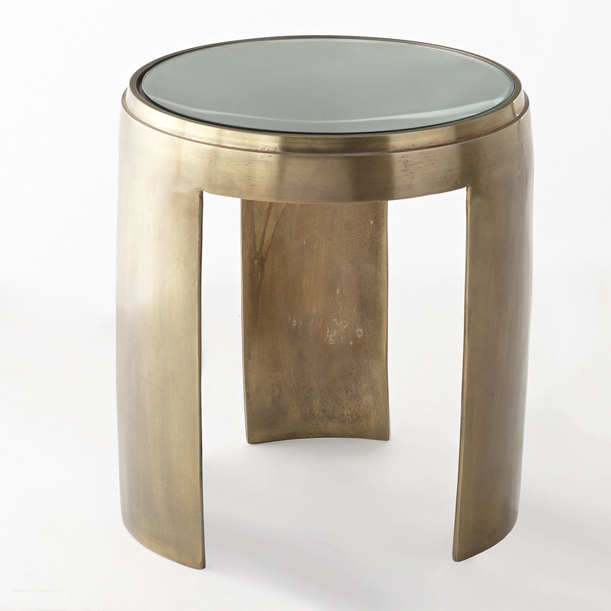 Concave Side Table – Antiqued Glass Tripod Curved Leg Regarding Most Current Coffee Tables With Tripod Legs (View 14 of 20)